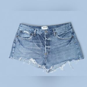 AGOLDE Distressed Cut-Off Parker Denim Blue Button Fly Flattering Shorts Sz 30